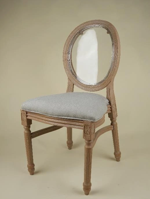 Fiber Louis Chair Clear Back Antique Grey